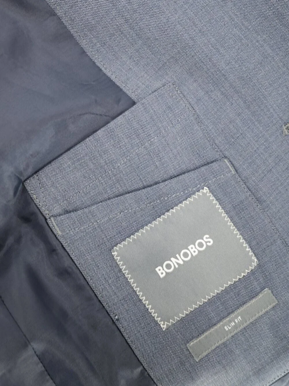 Bonobos Sport Coat Men 38R Wool blend stretch Slim Fit Two Button blue sharkskin